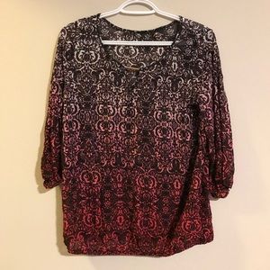 red/black ombré blouse